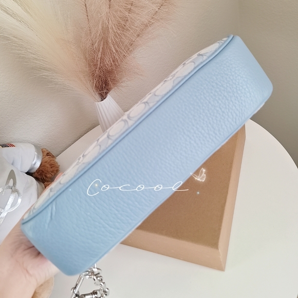 NWT Coach C8306 Lonnie Baguette Crossbody In Signature Jacquard in Marbleblu - Picture 5 of 14